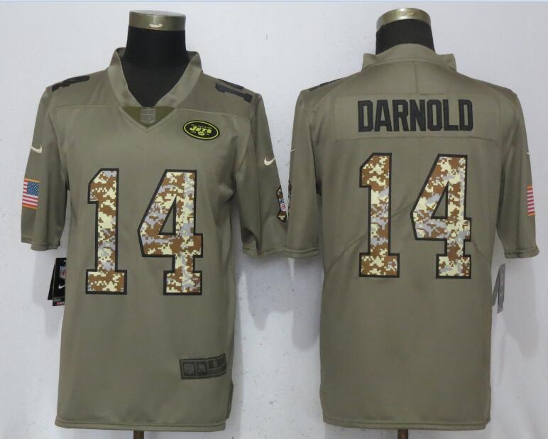 Men New York Jets #14 Darnold Olive Camo Carson Salute to Service Nike Limited NFL Jerseys->women nfl jersey->Women Jersey